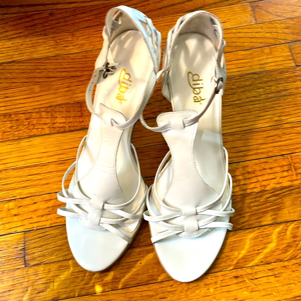 Diba White Ankle Strap Strappy Heels Sandals Shoes Women's